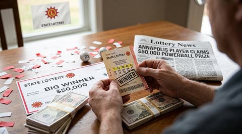Annapolis Player Claims $50,000 Powerball Prize After Home Ticket Check
