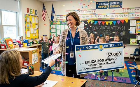 Mason County first-grade teacher receives $2,000 Michigan Lottery education award